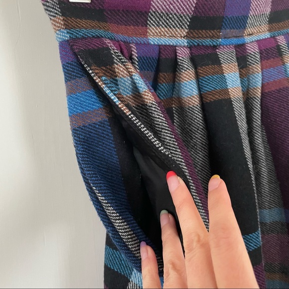 Vintage Clyde Wool-blend Plaid Pleated Midi Skirt - Picture 6 of 13